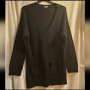 Black V-Neck Knit Sweater Sz XL
